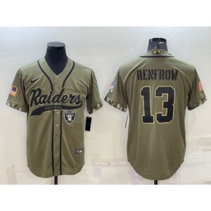 6861ee8b8733d_1 Men's Las Vegas Raiders #13 Hunter Renfrow 2022 Olive Salute to Service Cool Base Stitched Baseball Jersey