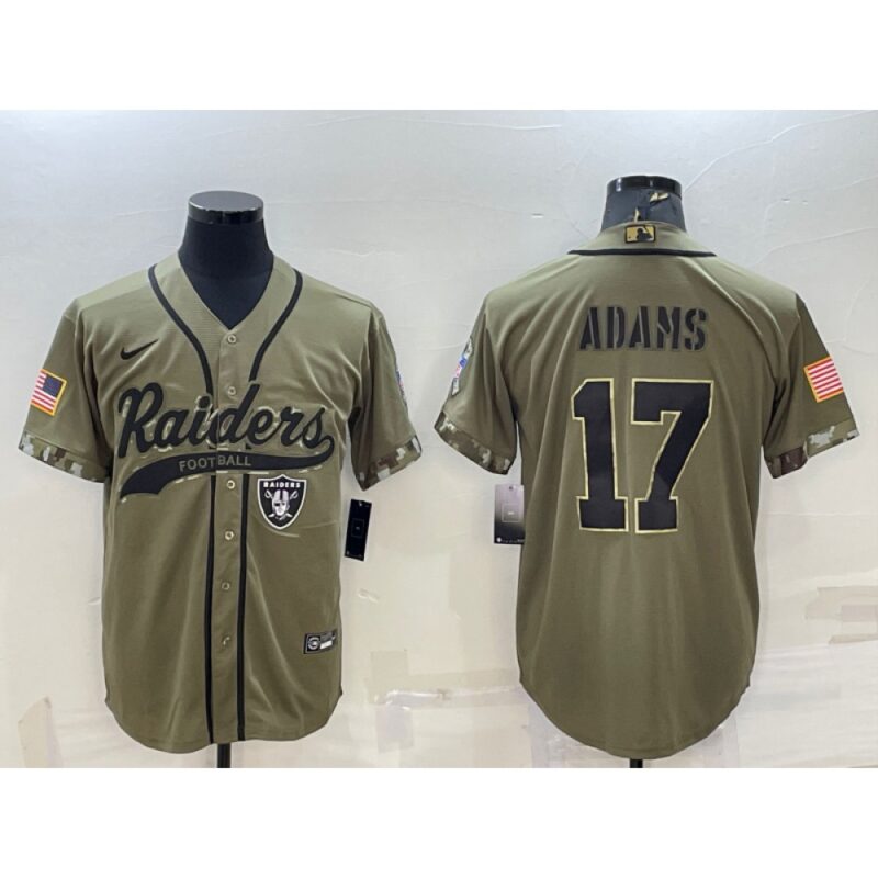 6861ee8ee9a00_1 Men's Las Vegas Raiders #17 Davante Adams 2022 Olive Salute to Service Cool Base Stitched Baseball Jersey