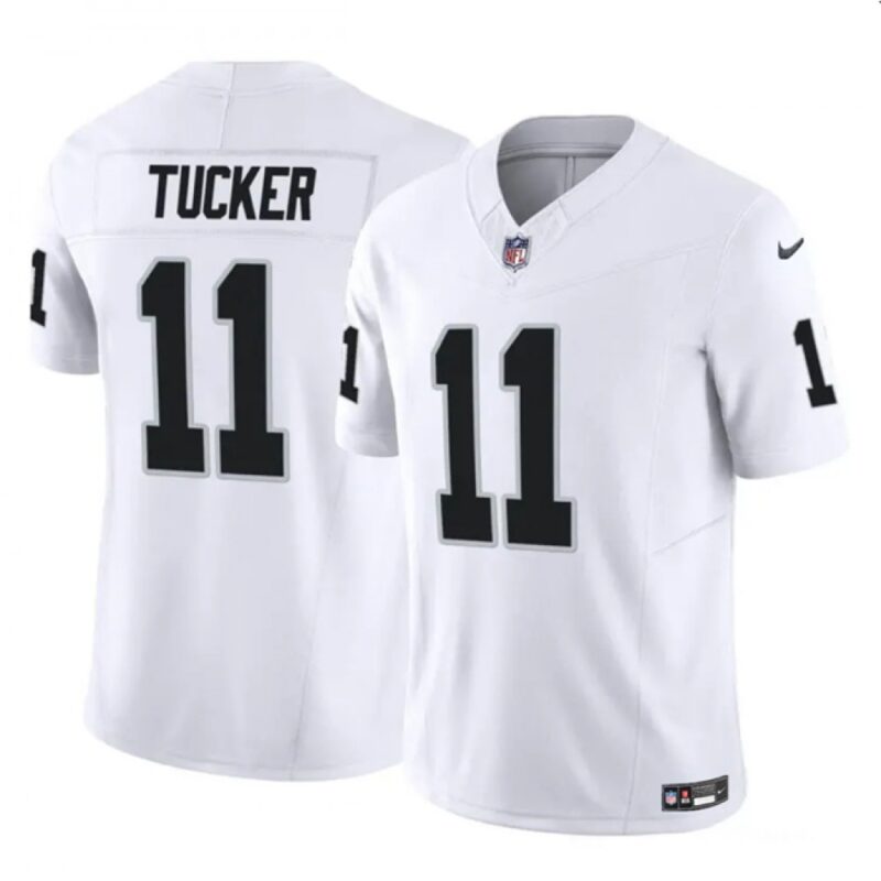 6861eebfa3bbb_1 Men's Las Vegas Raiders #11 Tre Tucker White 2023 F.U.S.E Vapor Untouchable Stitched Football Jersey