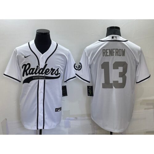 6861eed35efd3_1 Men's Las Vegas Raiders #13 Hunter Renfrow White Grey Cool Base Stitched Baseball Jersey