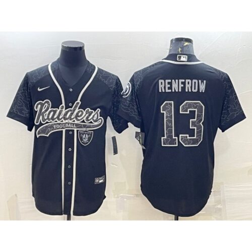 6861f280ceb9c_1 Men's Las Vegas Raiders #13 Hunter Renfrow Black Reflective With Patch Cool Base Stitched Baseball Jersey