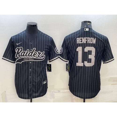 6861f28459ae9_1 Men's Las Vegas Raiders #13 Hunter Renfrow Black With Patch Cool Base Stitched Baseball Jersey