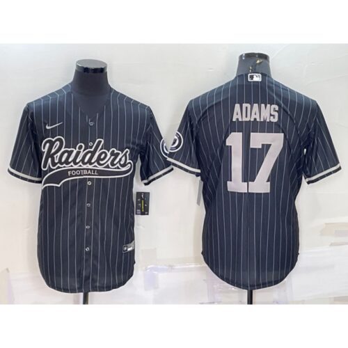 6861f28eae17c_1 Men's Las Vegas Raiders #17 Davante Adams Black With Patch Cool Base Stitched Baseball Jersey