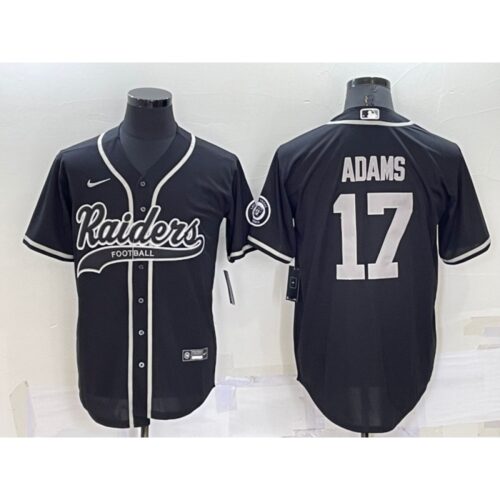 6861f29222a2c_1 Men's Las Vegas Raiders #17 Davante Adams Black Cool Base Stitched Baseball Jersey
