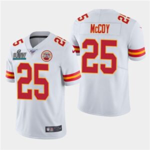 6861ff7570df7_1 Men's Kansas City Chiefs #25 LeSean McCoy White Super Bowl LIV With 100th Season Patch Vapor Untouchable Limited Stitched NFL Jersey