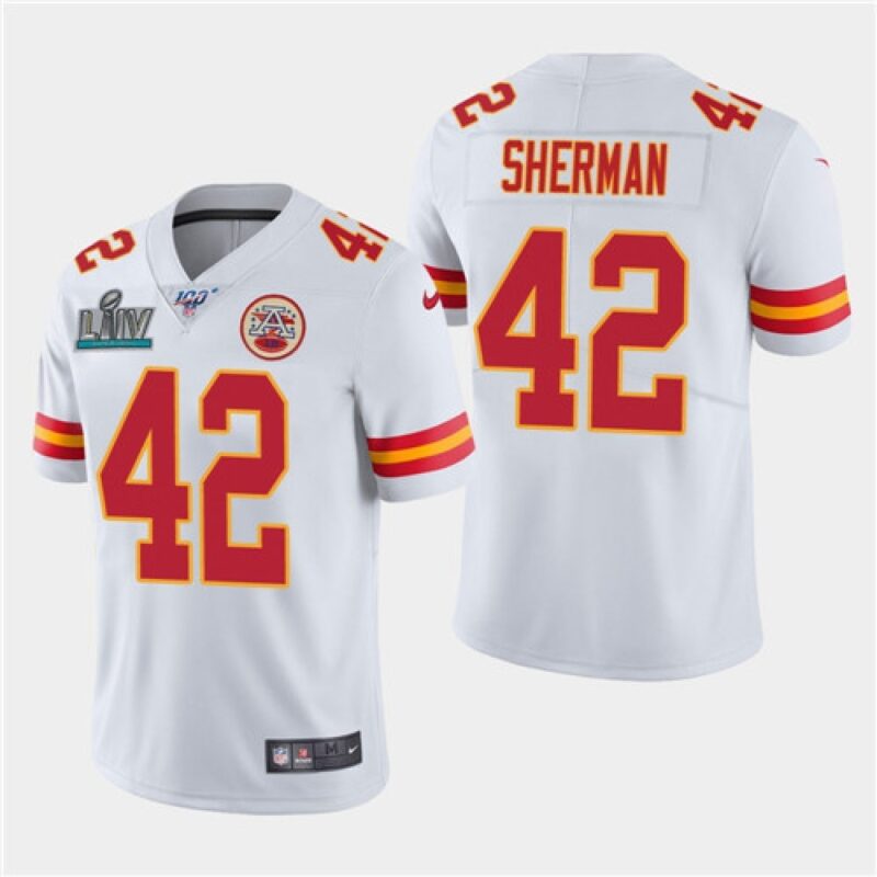 6861ffad13471_1 Men's Kansas City Chiefs #42 Anthony Sherman White Super Bowl LIV With 100th Season Patch Vapor Untouchable Limited Stitched NFL Jersey