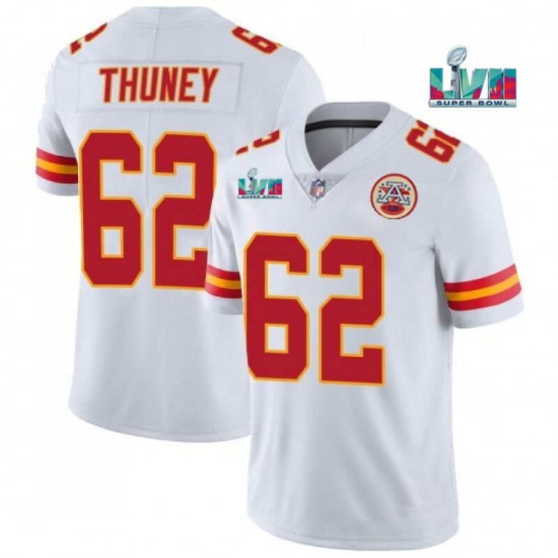 6861ffe61aa4c_1 Men's Kansas City Chiefs #62 Joe Thuney White Super Bowl LVII Patch Vapor Untouchable Limited Stitched Jersey
