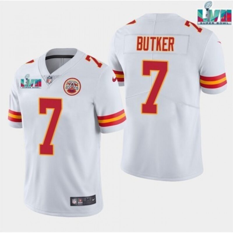 6861fff95c416_1 Men's Kansas City Chiefs #7 Harrison Butker White Super Bowl LVII Patch Vapor Untouchable Limited Stitched Jersey