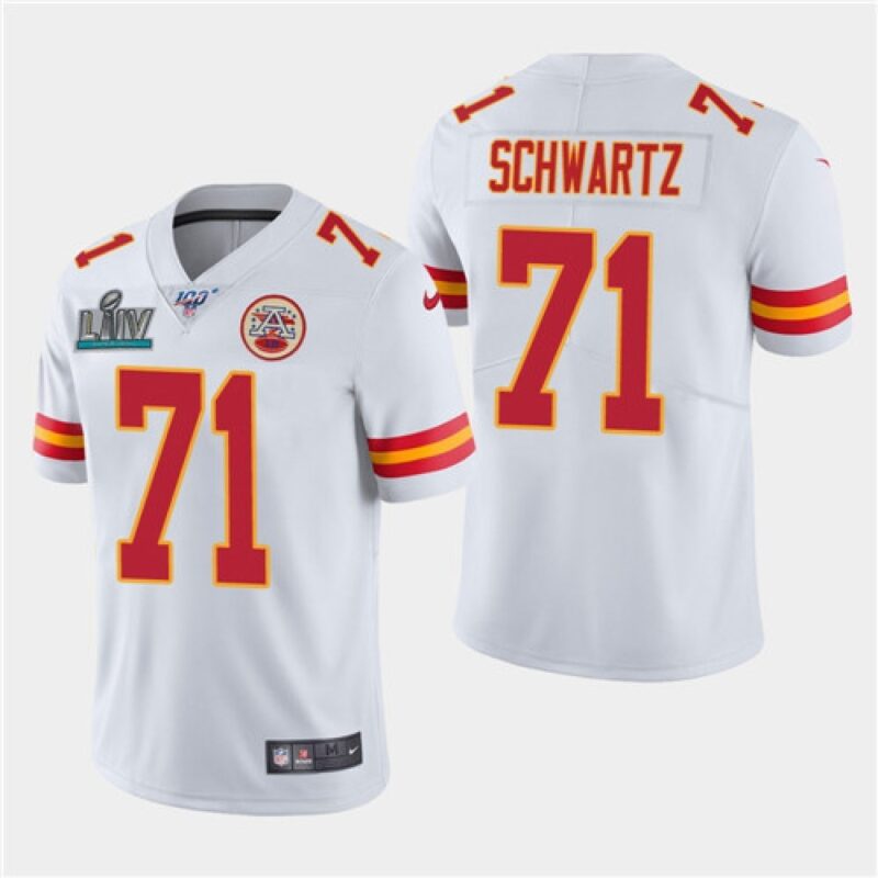 6861fffe26a2d_1 Men's Kansas City Chiefs #71 Mitchell Schwartz White Super Bowl LIV With 100th Season Patch Vapor Untouchable Limited Stitched NFL Jersey