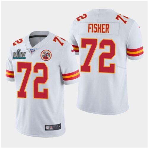 6862000546a20_1 Men's Kansas City Chiefs #72 Eric Fisher White Super Bowl LIV With 100th Season Patch Vapor Untouchable Limited Stitched NFL Jersey