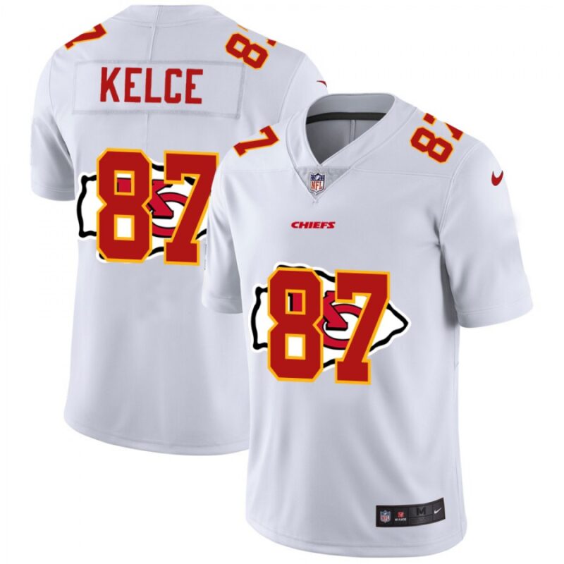 6862002332e04_1 Men's Kansas City Chiefs #87 Travis Kelce White Shadow Logo Limited Stitched Jersey