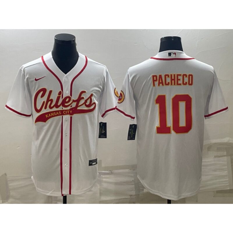 6862009f3f156_1 Men's Kansas City Chiefs #10 Isiah Pacheco White With Patch Cool Base Stitched Baseball Jersey