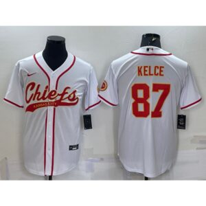 686200a6b7352_1 Men's Kansas City Chiefs #87 Travis Kelce White With Patch Cool Base Stitched Baseball Jersey