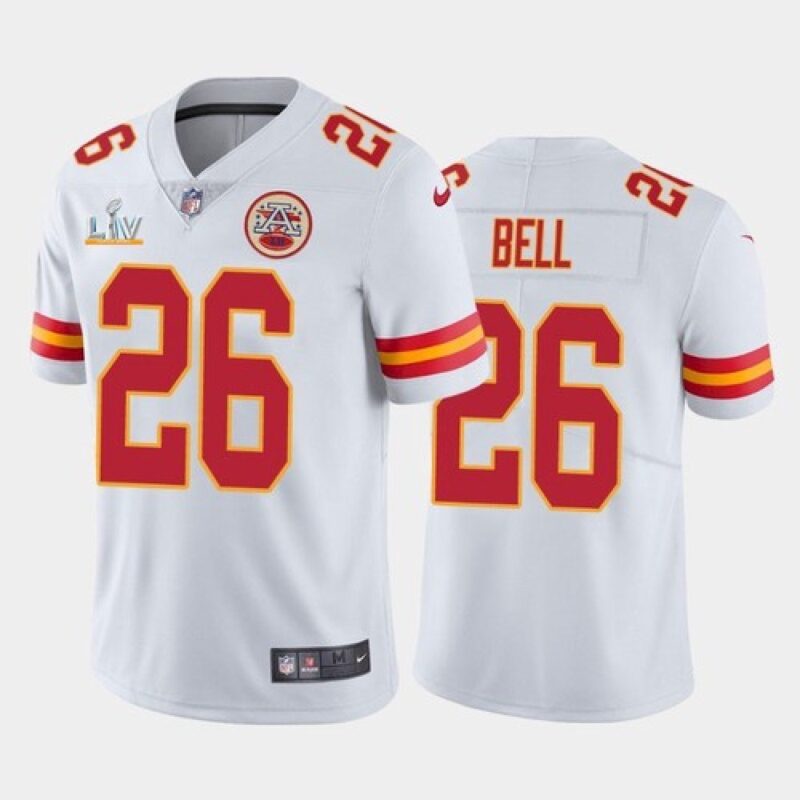 686200ddcf73d_1 Men's Kansas City Chiefs #26 Le'Veon Bell White 2021 Super Bowl LV Stitched NFL Jersey