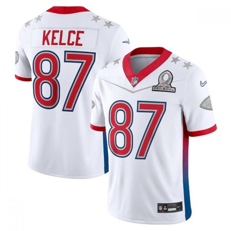 68620102b4b10_1 Men's Kansas City Chiefs #87 Travis Kelce 2022 White Pro Bowl Stitched Jersey