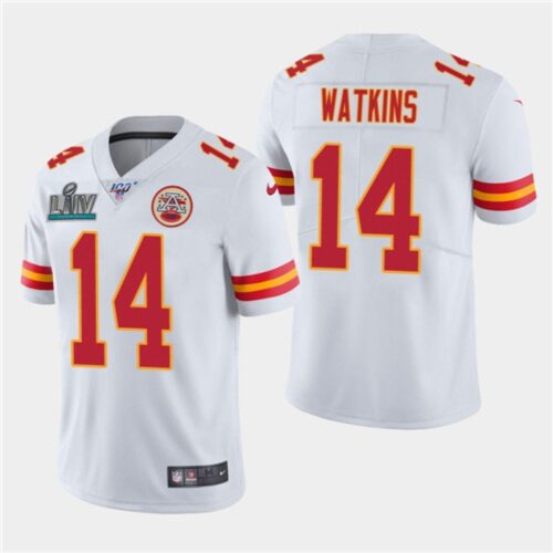 68620160116e4_1 Men's Kansas City Chiefs #14 Sammy Watkins White Super Bowl LIV With 100th Season Patch Vapor Untouchable Limited Stitched NFL Jersey