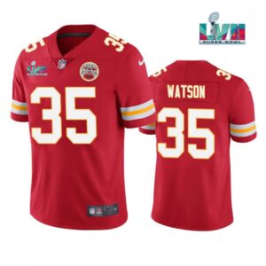 6862025675623_1 Men's Kansas City Chiefs #35 Jaylen Watson Red Super Bowl LVII Patch Vapor Untouchable Limited Stitched Jersey