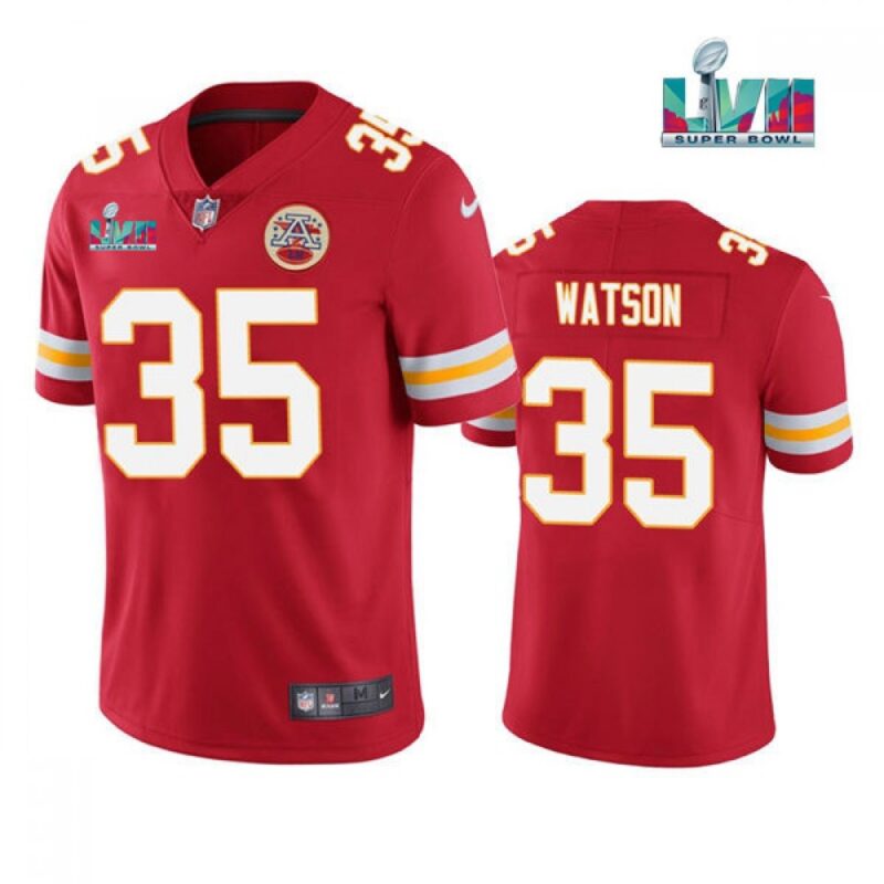 6862025675623_1 Men's Kansas City Chiefs #35 Jaylen Watson Red Super Bowl LVII Patch Vapor Untouchable Limited Stitched Jersey