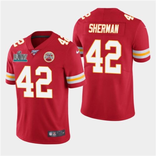 686202691b420_1 Men's Kansas City Chiefs #42 Anthony Sherman Red Super Bowl LIV With 100th Season Patch Vapor Untouchable Limited Stitched NFL Jersey