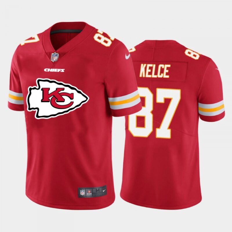 6862031525071_1 Men's Kansas City Chiefs #87 Travis Kelce Red 2020 Team Big Logo Limited Stitched Jersey