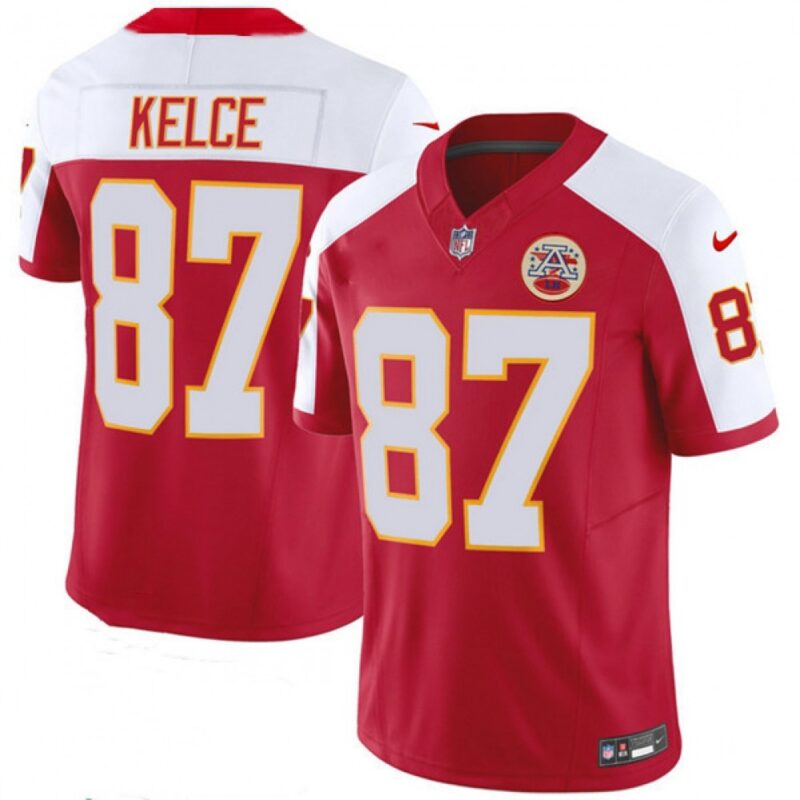 6862031cd9d27_1 Men's Kansas City Chiefs #87 Travis Kelce Red/White 2023 F.U.S.E. Vapor Untouchable Limited Stitched Jersey