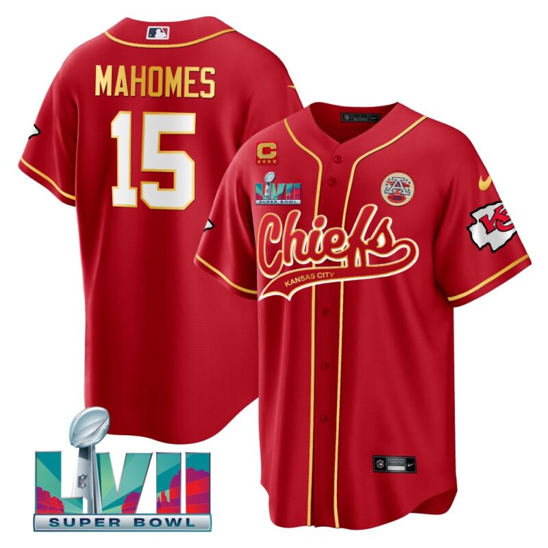 68620333e2715_1 Men's Kansas City Chiefs #15 Patrick Mahomes Red With 4-star C Patch And Super Bowl LVII Patch Cool Bae Stitched Baseball Jersey