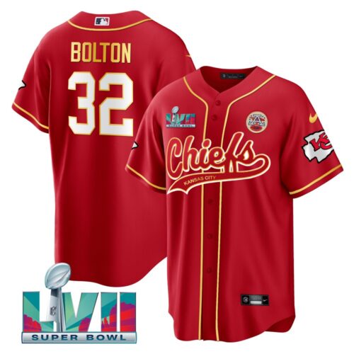 68620348259bd_1 Men's Kansas City Chiefs #32 Nick Bolton Red Super Bowl LVII Patch Cool Bae Stitched Baseball Jersey