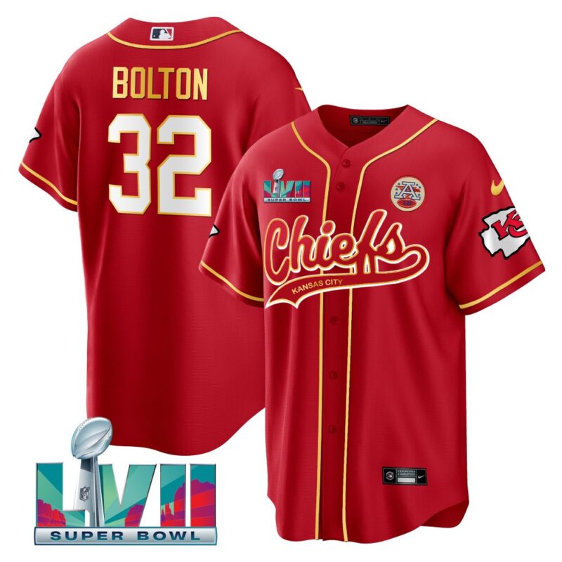 68620348259bd_1 Men's Kansas City Chiefs #32 Nick Bolton Red Super Bowl LVII Patch Cool Bae Stitched Baseball Jersey