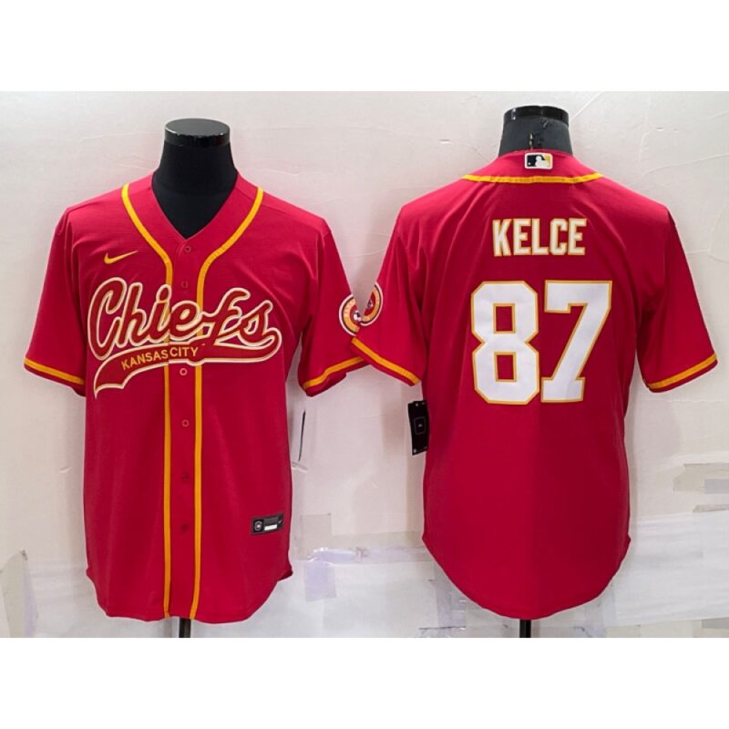 6862035ed75f2_1 Men's Kansas City Chiefs #87 Travis Kelce Red Cool Base Stitched Baseball Jersey