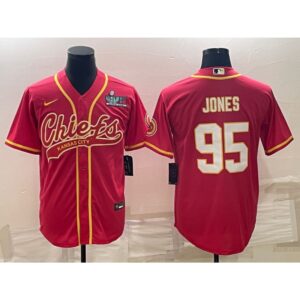 6862036b6e819_1 Men's Kansas City Chiefs #95 Chris Jones Red With Super Bowl LVII Patch Cool Base Stitched Baseball Jersey