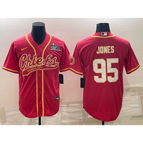 6862036b6e819_1 Men's Kansas City Chiefs #95 Chris Jones Red With Super Bowl LVII Patch Cool Base Stitched Baseball Jersey
