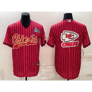 6862037b5e70a_1 Men's Kansas City Chiefs Red Team Big Logo With Super Bowl LVII Patch Cool Base Stitched Baseball Jersey