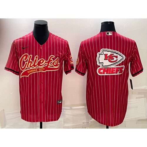 686203805003c_1 Men's Kansas City Chiefs Red Team Big Logo With Patch Cool Base Stitched Baseball Jersey