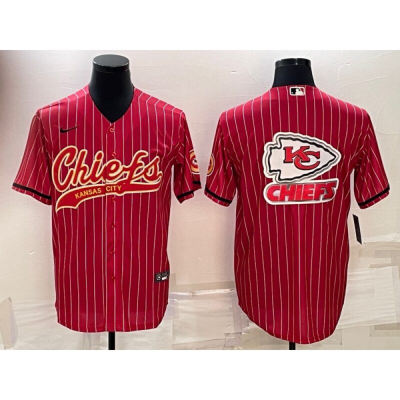 686203805003c_1 Men's Kansas City Chiefs Red Team Big Logo With Patch Cool Base Stitched Baseball Jersey