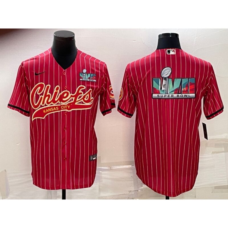 68620383da1ed_1 Men's Kansas City Chiefs Red With Super Bowl LVII Big Logo Cool Base Stitched Baseball Jersey