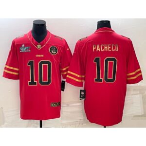 686204625b354_1 Men's Kansas City Chiefs #10 Isiah Pacheco Red Gold Super Bowl LVII Patch Vapor Untouchable Limited Stitched Jersey