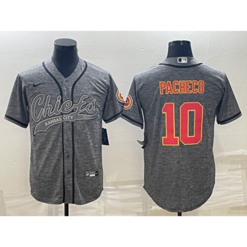 686204edd9b60_1 Men's Kansas City Chiefs #10 Isiah Pacheco Grey With Patch Cool Base Stitched Baseball Jersey