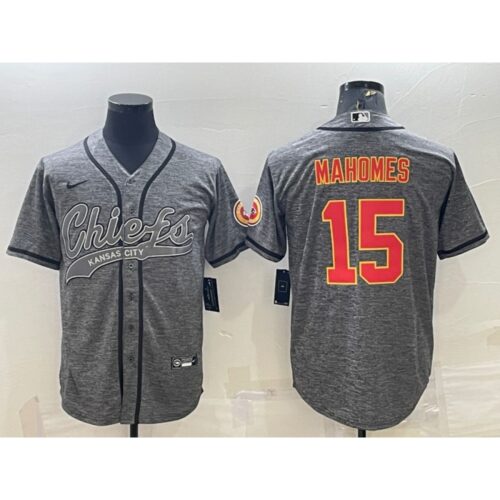 686204f1bfe44_1 Men's Kansas City Chiefs #15 Patrick Mahomes Grey With Patch Cool Base Stitched Baseball Jersey
