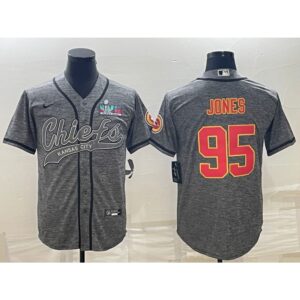 68620502a6a8c_1 Men's Kansas City Chiefs #95 Chris Jones Grey With Super Bowl LVII Patch Cool Base Stitched Baseball Jersey