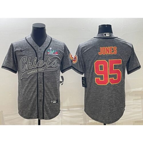 68620502a6a8c_1 Men's Kansas City Chiefs #95 Chris Jones Grey With Super Bowl LVII Patch Cool Base Stitched Baseball Jersey