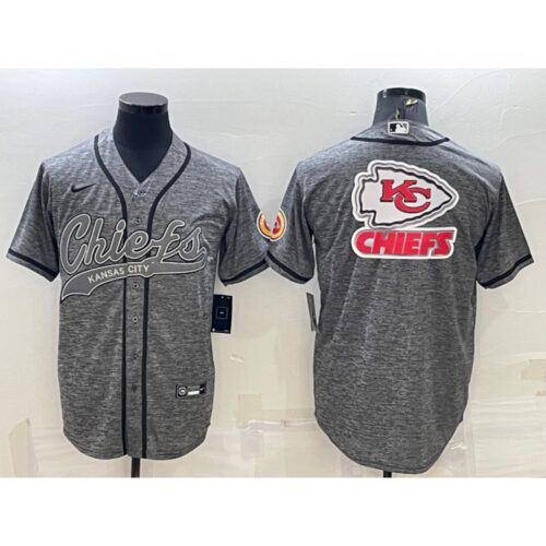 6862051372f56_1 Men's Kansas City Chiefs Grey Team Big Logo With Patch Cool Base Stitched Baseball Jersey