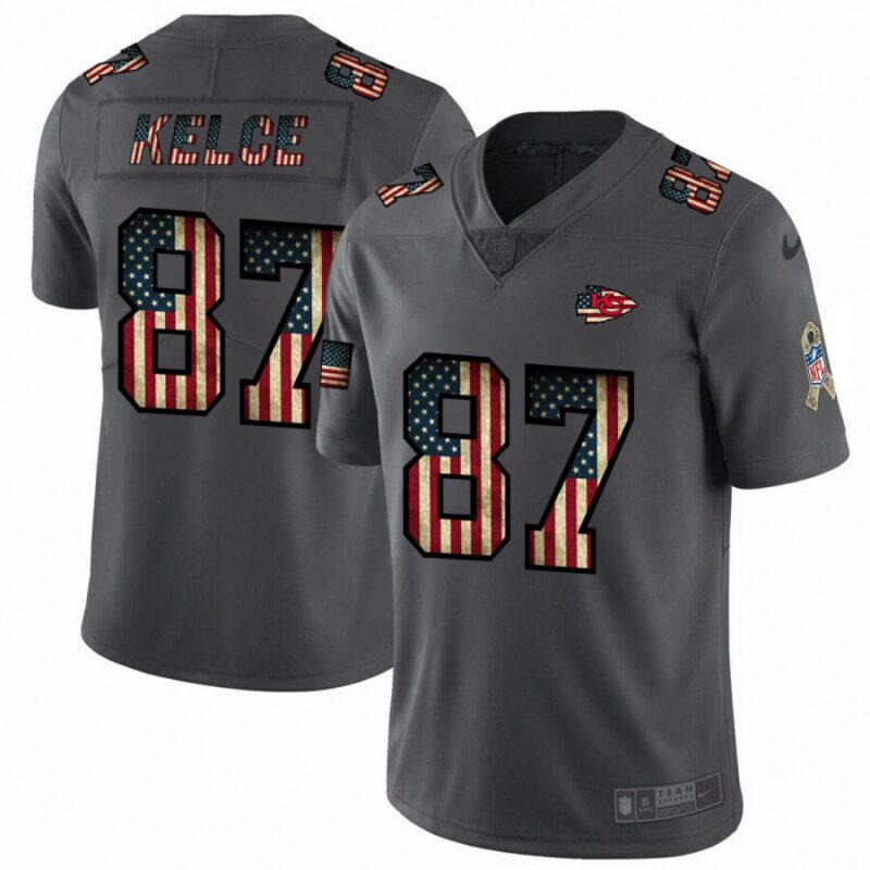 68620530c67cf_1 Men's Kansas City Chiefs #87 Travis Kelce Grey 2019 Salute To Service USA Flag Fashion Limited Stitched NFL Jersey