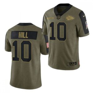 6862053466a26_1 Men's Kansas City Chiefs #10 Tyreek Hill 2021 Olive Salute To Service Limited Stitched Jersey