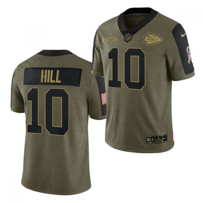 6862053466a26_1 Men's Kansas City Chiefs #10 Tyreek Hill 2021 Olive Salute To Service Limited Stitched Jersey