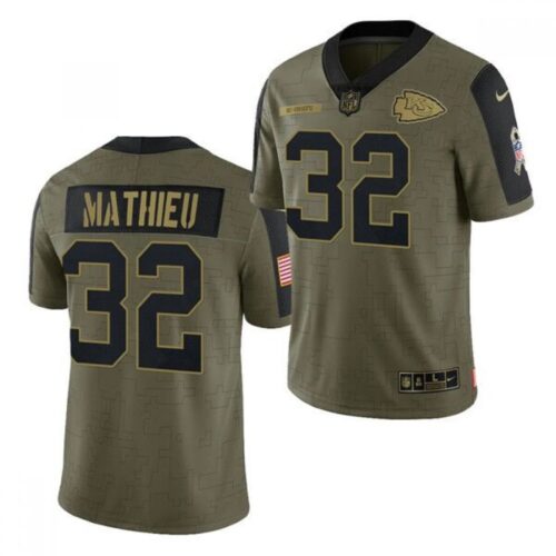 6862054e7b654_1 Men's Kansas City Chiefs #32 Tyrann Mathieu 2021 Olive Salute To Service Limited Stitched Jersey
