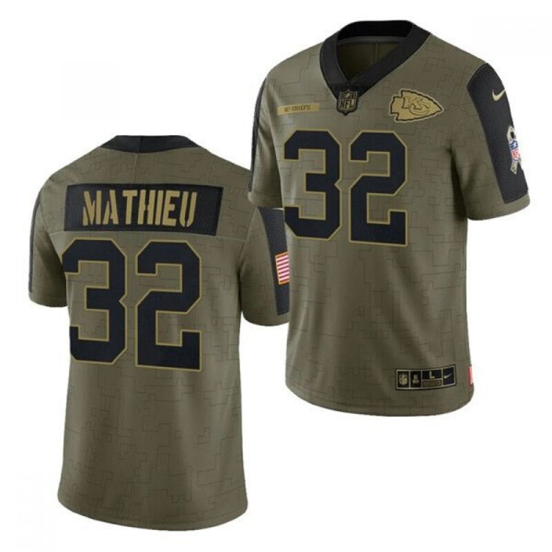 6862054e7b654_1 Men's Kansas City Chiefs #32 Tyrann Mathieu 2021 Olive Salute To Service Limited Stitched Jersey