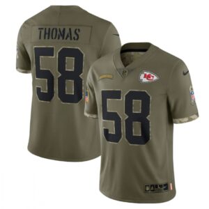 6862055678e90_1 Men's Kansas City Chiefs #58 Derrick Thomas Olive 2022 Salute To Service Limited Stitched Jersey
