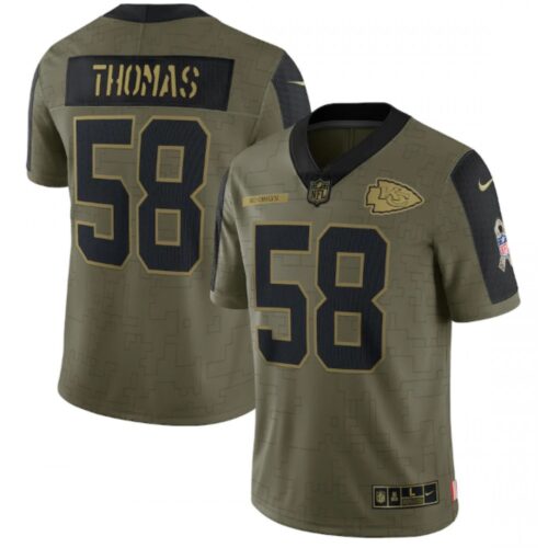 6862055a21945_1 Men's Kansas City Chiefs #58 Derrick Thomas 2021 Olive Salute To Service Limited Stitched Jersey
