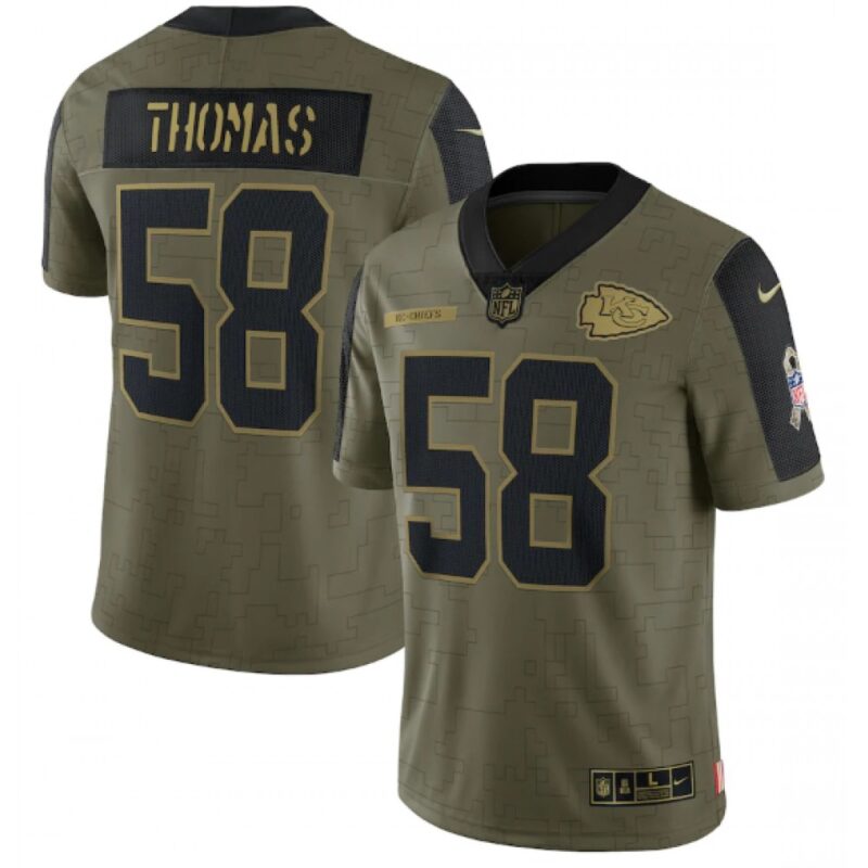 6862055a21945_1 Men's Kansas City Chiefs #58 Derrick Thomas 2021 Olive Salute To Service Limited Stitched Jersey