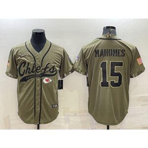 68620576e5e74_1 Men's Kansas City Chiefs #15 Patrick Mahomes 2022 Olive Salute to Service Cool Base Stitched Baseball Jersey